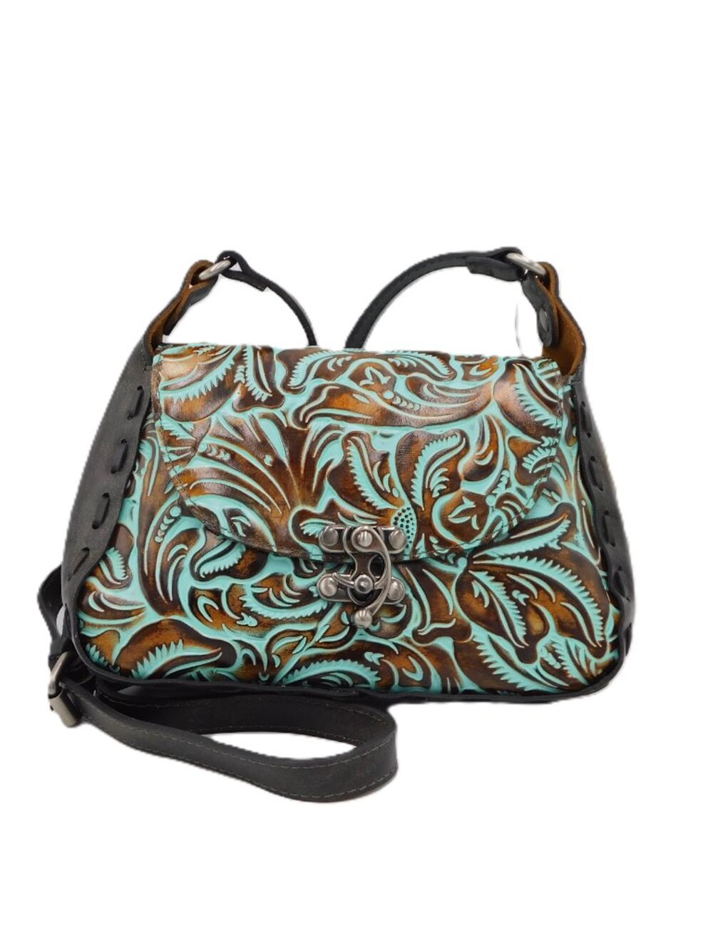 Patricia Nash Lucia Embossed Tooled Leather Turquoise Crossbody Bag | NWT - Picture 2 of 10